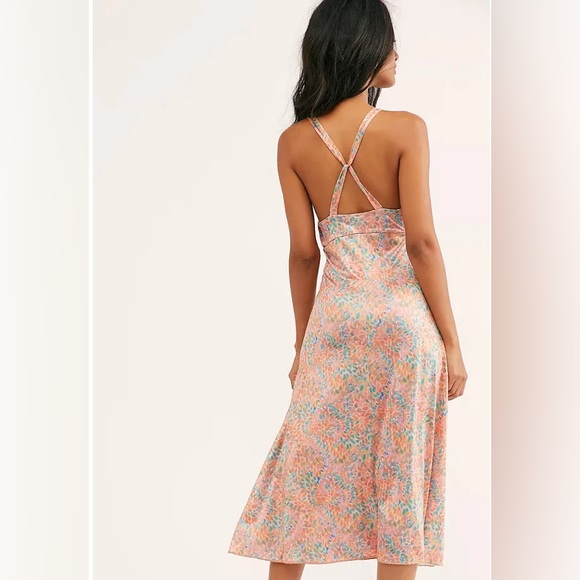 Free People Nowhere To Be Silky Midi Slip Dress Orange small extra small xs/s - Picture 4 of 11